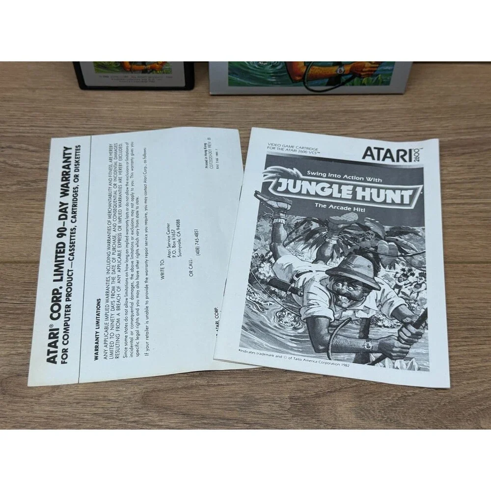 Jungle Hunt (Atari 2600, 1983) CIB Complete w/ Manual, Warranty Card & Box